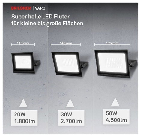 Briloner VARO 4051015 LED-es kültéri fali lámpa 30 W Fényszín (fényforrás): Semleges fehér 6. kép