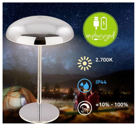 Briloner CAXA 7573018 Akkus asztali lámpa LED LED 2.8 W Króm 4. kép