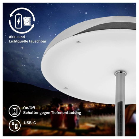 Briloner CAXA 7573018 Akkus asztali lámpa LED LED 2.8 W Króm 7. kép
