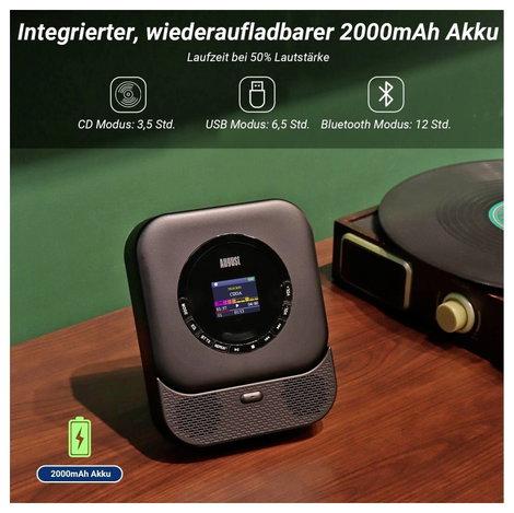 August SE15B MP3 lejátszó Fekete Bluetooth, Hangszóró 6. kép