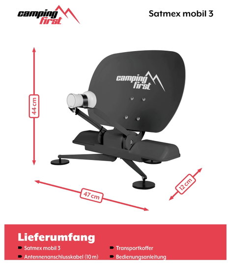 Camping First Camping First Satmex mobil 3 Anthrazit SAT antenna 12. kép