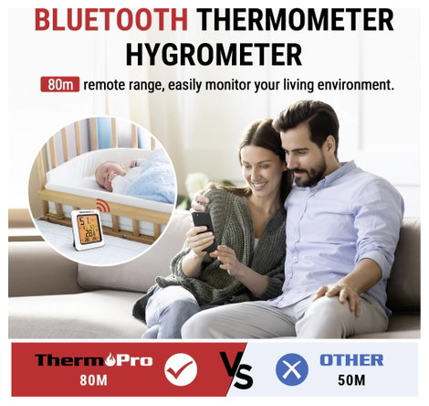 ThermoPro Vezeték nélküli hőmérséklet- és légnedvesség mérő Fehér TP350-2 3. kép