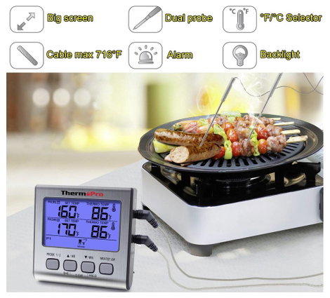 ThermoPro TP17 Grill hőmérő Sütő- és maghőmérséklet Grill ételek, °C /°F kijelzés, Sütés 10. kép