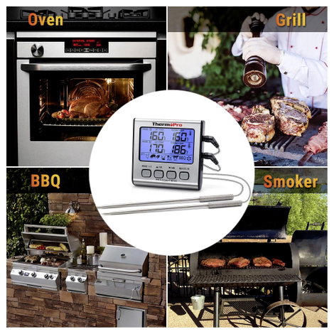 ThermoPro TP17 Grill hőmérő Sütő- és maghőmérséklet Grill ételek, °C /°F kijelzés, Sütés 12. kép