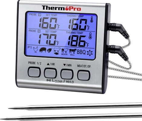 ThermoPro TP17 Grill hőmérő Sütő- és maghőmérséklet Grill ételek, °C /°F kijelzés, Sütés