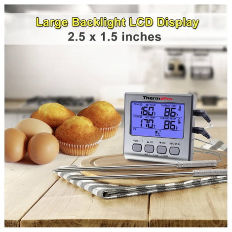 ThermoPro TP17 Grill hőmérő Sütő- és maghőmérséklet Grill ételek, °C /°F kijelzés, Sütés 9. kép