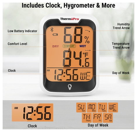 ThermoPro TP358 Vezeték nélküli hőmérséklet- és légnedvesség mérő Fehér TP358 3. kép