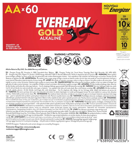 Eveready Eveready Gold Ceruzaelem Alkáli mangán 1.5 V 60 db 4. kép