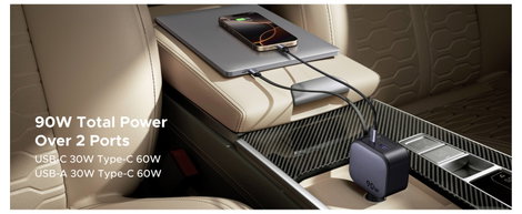 UGREEN EC603 90W Car Charger Jármű töltőkészülék 90 W 2x USB-C®, 1x USB-A Szürke Személygépkocsi, Te 13. kép