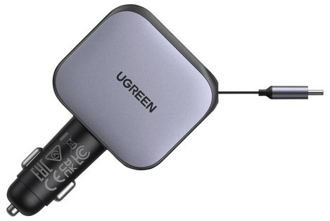UGREEN EC603 90W Car Charger Jármű töltőkészülék 90 W 2x USB-C®, 1x USB-A Szürke Személygépkocsi, Te 2. kép