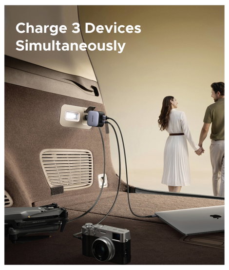 UGREEN EC603 90W Car Charger Jármű töltőkészülék 90 W 2x USB-C®, 1x USB-A Szürke Személygépkocsi, Te 9. kép