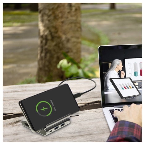 4Smarts Asztali töltőállomás 100 W 2x USB-A, 2x USB-C®, HDMI®, Mikro SD kártyanyílás, RJ45, SD kárty 11. kép