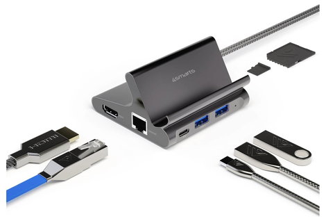 4Smarts Asztali töltőállomás 100 W 2x USB-A, 2x USB-C®, HDMI®, Mikro SD kártyanyílás, RJ45, SD kárty 6. kép