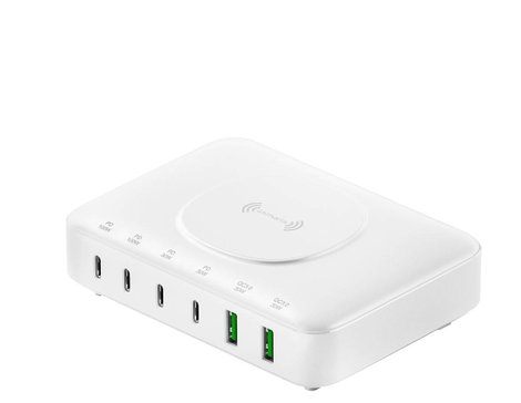4Smarts Asztali töltőállomás 100 W 2x USB-A, 4x USB-C®, Standard indukciós töltés Quick Charge 3.0, 