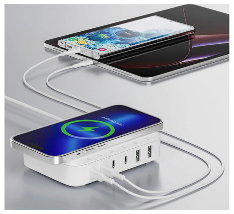 4Smarts Asztali töltőállomás 100 W 2x USB-A, 4x USB-C®, Standard indukciós töltés Quick Charge 3.0,  3. kép