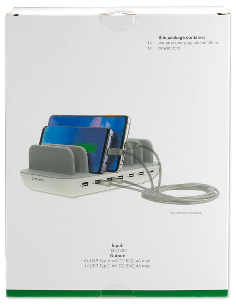 4Smarts Asztali töltőállomás 60 W 1x USB-C®, 6x USB-A Fehér, Szürke Beltér 2. kép