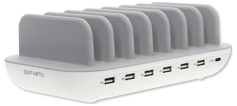 4Smarts Asztali töltőállomás 60 W 1x USB-C®, 6x USB-A Fehér, Szürke Beltér 3. kép