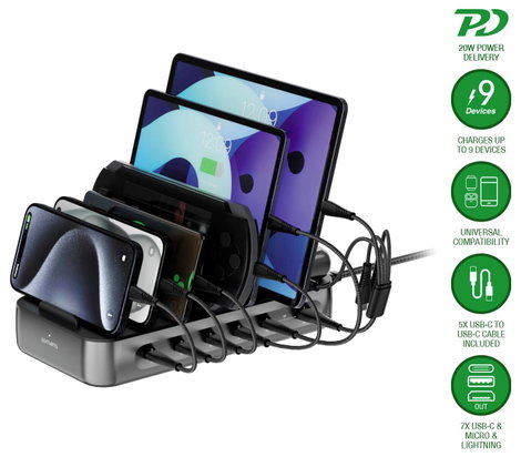 4Smarts Asztali töltőállomás 100 W USB-A, USB-C®, Lightning, Mikro USB Quick Charge, Power Delivery  14. kép