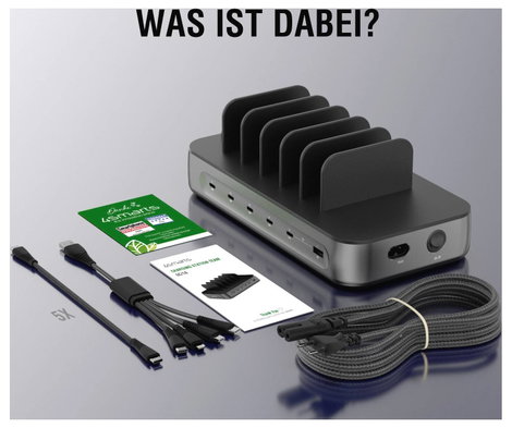 4Smarts Asztali töltőállomás 100 W USB-A, USB-C®, Lightning, Mikro USB Quick Charge, Power Delivery  4. kép