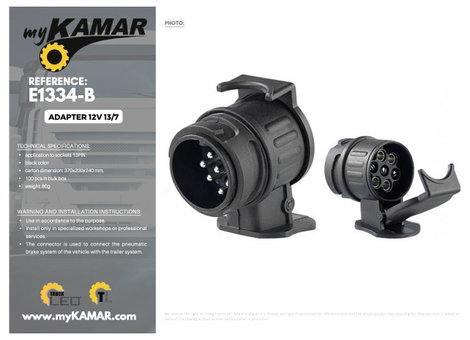 KAMAR E1334-B Utánfutó adapter [Csatlakozóalj, 13 pólusú - Dugó, 7 pólusú] 7. kép