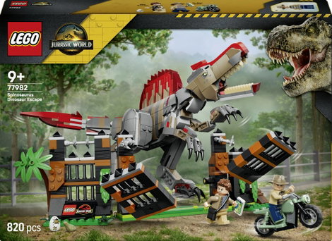 LEGO® JURASSIC WORLD™ 77982 Flucht des Spinosaurus Spielzeug-Dino Bauset mit beweglichem Dinosauri