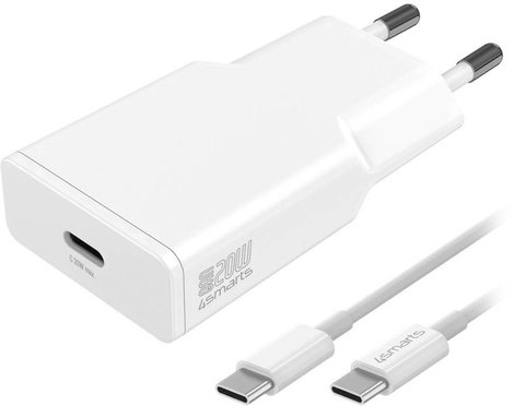 4Smarts USB-s töltőkészülék 20 W USB-C® Power Delivery Fehér Beltér, Aljzat dugó GaN, USB Power Deli