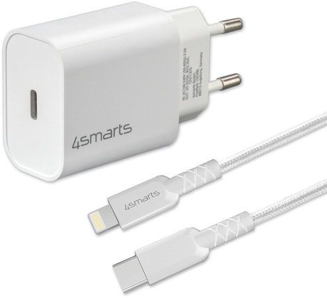 4Smarts USB-s töltőkészülék 20 W USB-C®, Lightning Power Delivery Fehér Beltér, Aljzat dugó USB Powe
