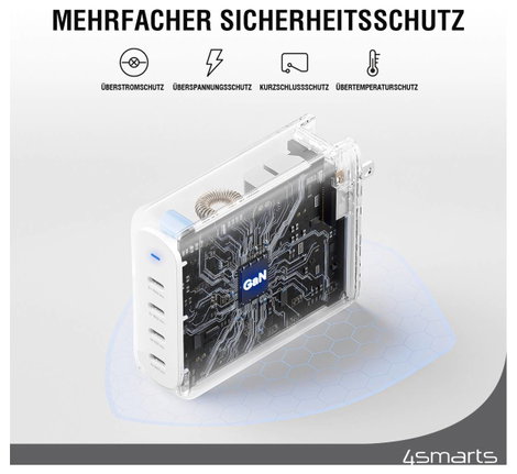 4Smarts USB-s töltőkészülék 200 W USB-C® Power Delivery Fehér Beltér GaN, USB Power Delivery (USB-PD 4. kép