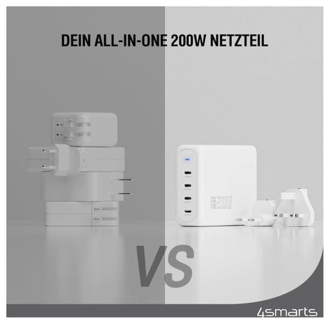 4Smarts USB-s töltőkészülék 200 W USB-C® Power Delivery Fehér Beltér GaN, USB Power Delivery (USB-PD 9. kép