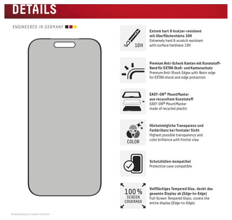 DISPLEX Kijelzővédő üveg belátás védelemmel Apple iPhone 17 Pro 1 db 02265 5. kép
