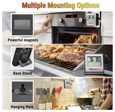 ThermoPro TP16 Húshőmérő Felügyelet és maghőmérséklet °C /°F kijelzés, Sütés, Grill ételek 3. kép