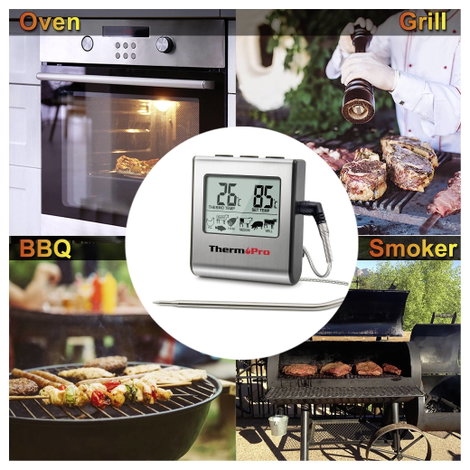 ThermoPro TP16 Húshőmérő Felügyelet és maghőmérséklet °C /°F kijelzés, Sütés, Grill ételek 4. kép
