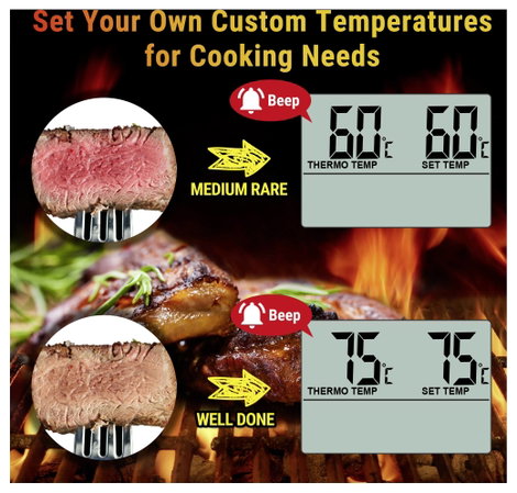 ThermoPro TP16 Húshőmérő Felügyelet és maghőmérséklet °C /°F kijelzés, Sütés, Grill ételek 6. kép