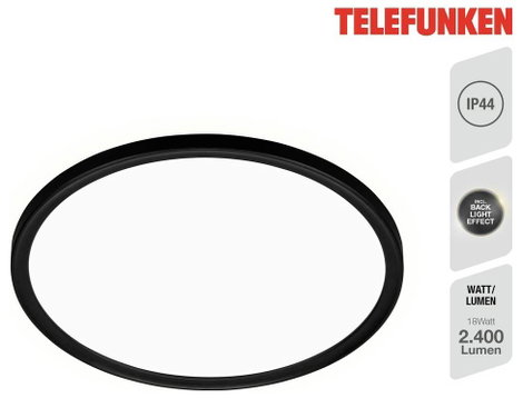 Telefunken 321605TF 321605TF Fürdőszobai mennyezeti lámpa EEK: E (A - G) 18 W Semleges fehér Fekete 2. kép