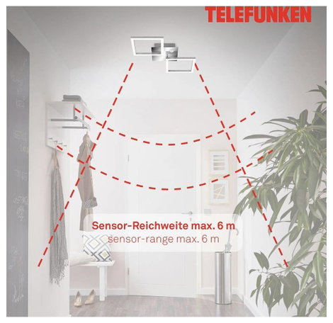 Telefunken 318508TF 318508TF LED-es mennyezeti lámpa mozgásjelzővel LED EEK: F (A - G) 12 W Króm 3. kép