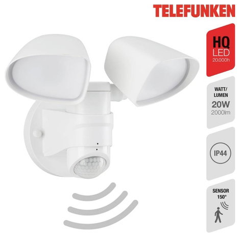 Telefunken 304606TF 304606TF LED-es kültéri fali lámpa mozgásérzékelővel EEK: F (A - G) LED LED 20 W 2. kép