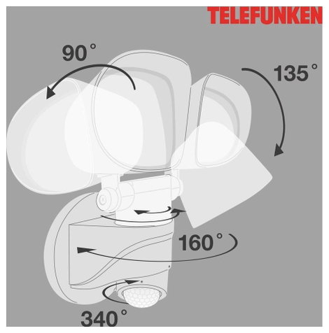 Telefunken 304606TF 304606TF LED-es kültéri fali lámpa mozgásérzékelővel EEK: F (A - G) LED LED 20 W 4. kép