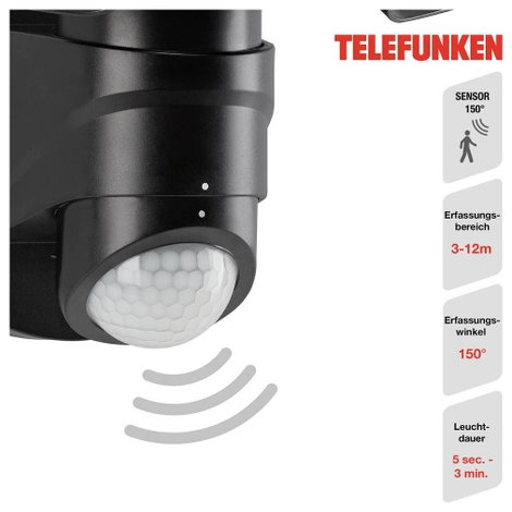 Telefunken 304605TF 304605TF LED-es kültéri fali lámpa mozgásérzékelővel EEK: F (A - G) LED LED 20 W 3. kép