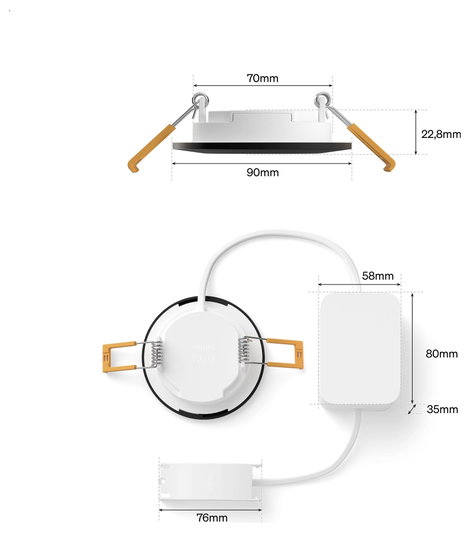 Philips Hue Hue LED-es beépíthető lámpa 8721103109293 3er-Pack Fixen beépített LED-es 0.5 W Melegfeh 3. kép
