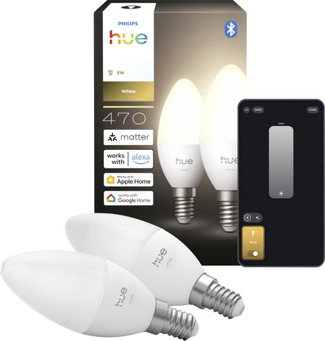 Philips Hue Hue LED-es fényforrás (2 db-os készlet) 8721103099662 EEK: E (A - G) 2er-Pack E14 0.2 W