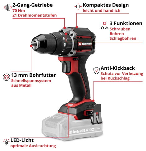 Einhell Professional TP-CD 18/70-C Li-i BL - Solo PXC 2 sebességfokozat-Akkus ütvefúró-csavarozó kef 4. kép