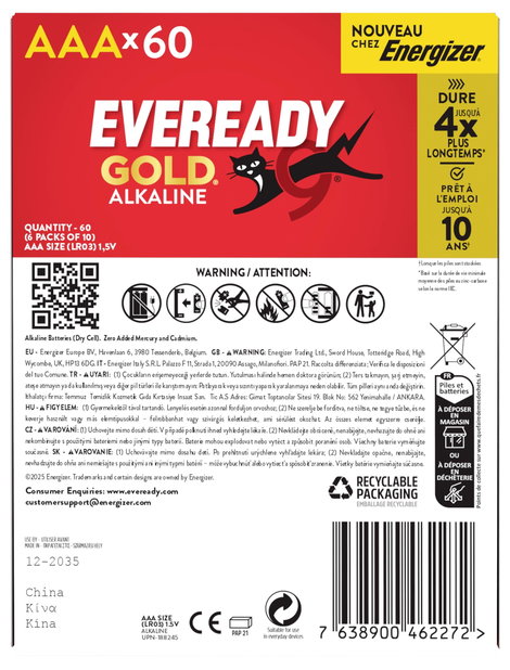 Eveready Mikroelem Eveready Gold Alkáli mangán 1.5 V 60 db 4. kép