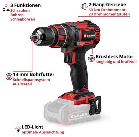 Einhell Professional TP-CD 18/60-T Li-i BL Solo -Akkus ütvefúró-csavarozó kefe nélkül 4. kép