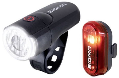Sigma Aura 30 Set w/ Curve Kerékpár világítás készlet LED Elemekről üzemeltetett Fekete
