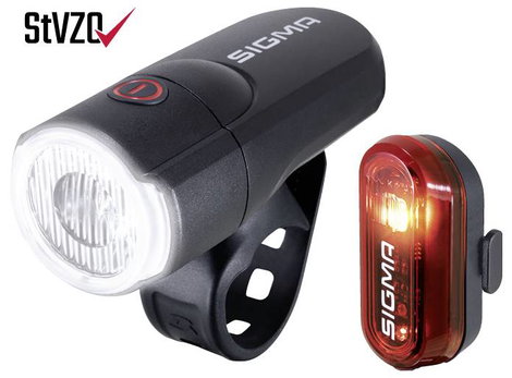 Sigma Aura 30 Set w/ Curve Kerékpár világítás készlet LED Elemekről üzemeltetett Fekete 2. kép