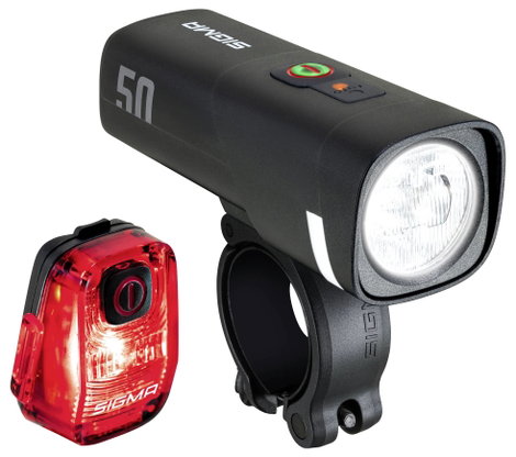Sigma Aura 50 / Hiro 10 Set Kerékpár világítás készlet Akkus LED-es fényforrás Akkuról üzemeltetett 2. kép