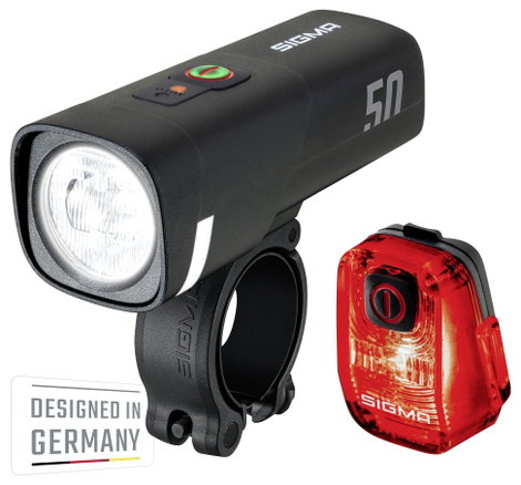 Sigma Aura 50 / Hiro 10 Set Kerékpár világítás készlet Akkus LED-es fényforrás Akkuról üzemeltetett 4. kép