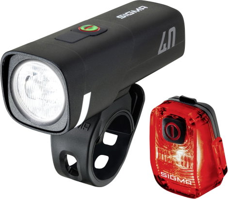 Sigma Aura 40 / Hiro 10 Set Kerékpár világítás készlet Akkus LED-es fényforrás Akkuról üzemeltetett