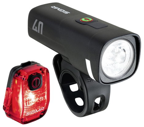 Sigma Aura 40 / Hiro 10 Set Kerékpár világítás készlet Akkus LED-es fényforrás Akkuról üzemeltetett 2. kép