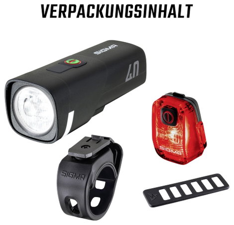 Sigma Aura 40 / Hiro 10 Set Kerékpár világítás készlet Akkus LED-es fényforrás Akkuról üzemeltetett 4. kép